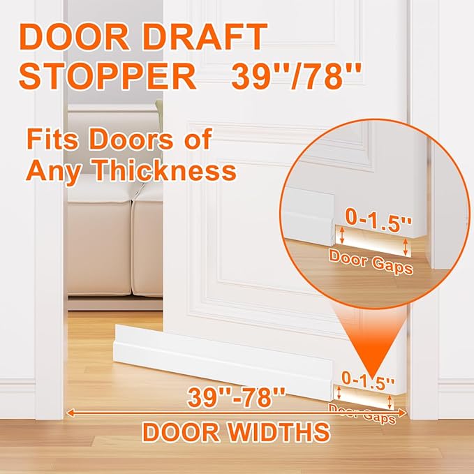5Pack Door Draft Stopper, Blocks Cold Air, Dust & Light - Image 4