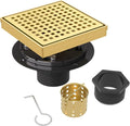 6 Inch Brushed Gold Square Shower Drain by MERRYDO