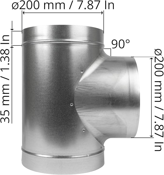 8" Inch T-Shape Ducting Splitter - Image 7