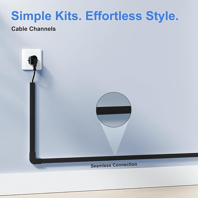 Yecaye Cord Covers for Wires on Wall, W0.95in H0.55in, Medium Cord Organizer - Image 5