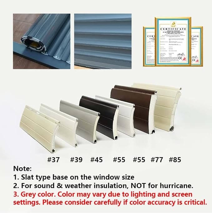 Grey Roll Down Hurricane Shutters Electric Roller Shade - Image 2