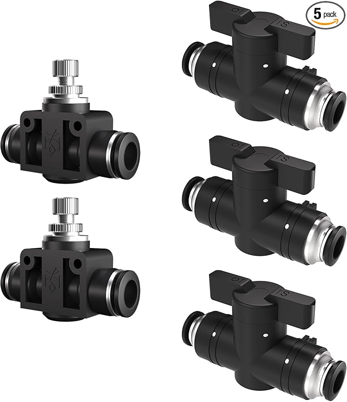 1/2 Push To Connect Valve, Shut Off Air Flow Control Fittings | Pneumatic by Unknown