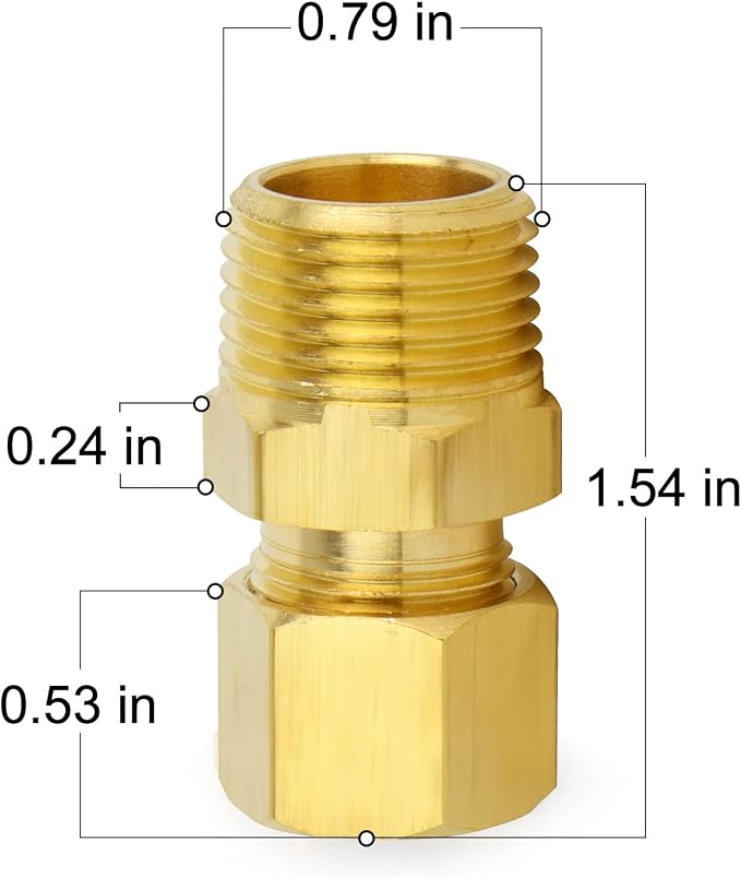 ChillWaves Brass Compression Tube Fitting, 1/2" OD x 1/2" NPT Male Compression - Image 2