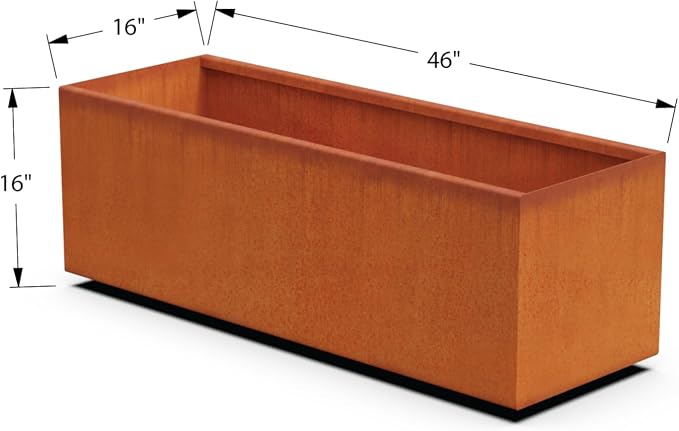 Corten Steel Planters | 46 Inch Large Rectangular Planters - Image 5