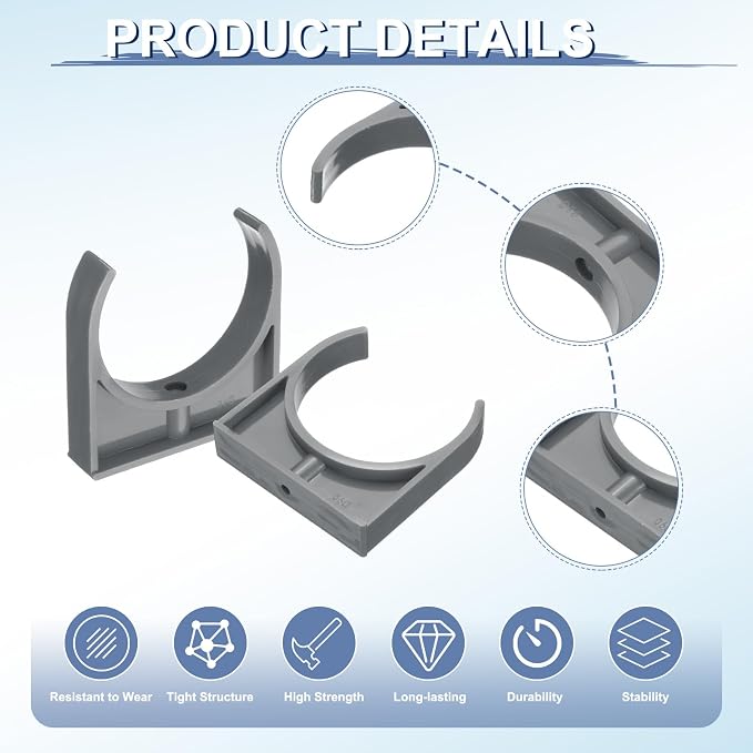 uxcell 2 Pcs PVC Water Pipe Clamps Clips, 90mm ID U-Shaped Water Pipe Buckles - Image 3