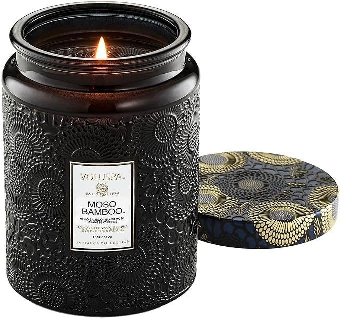 Voluspa Moso Bamboo Large Scented Candle Jar 18 Oz, 100 Hr Burn | Coconut Wax by Unknown