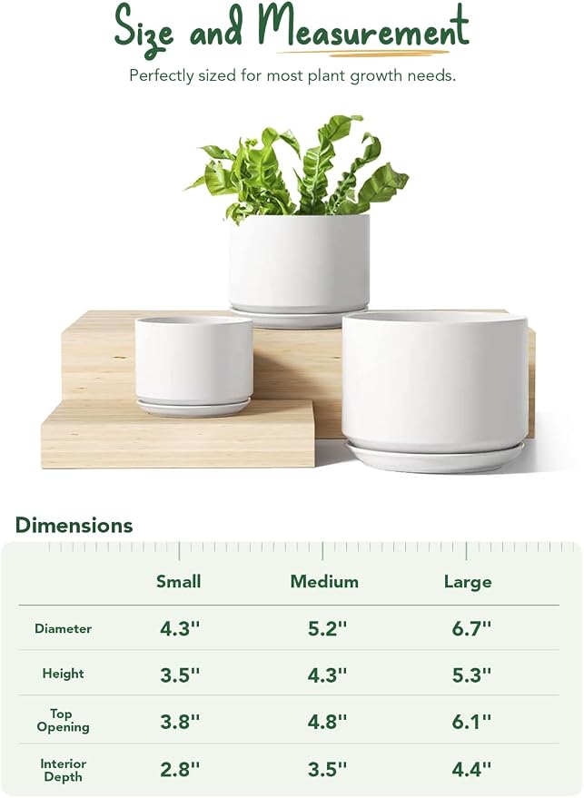 LE TAUCI Ceramic Pots for Plants, 4.3+5.3+6.8 Inch Plant Pots, Indoor Planters - Image 7