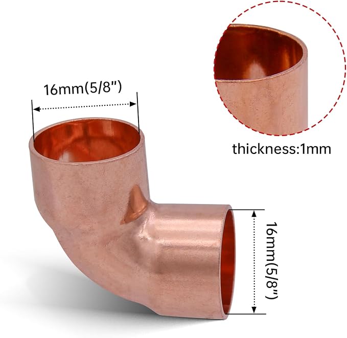 5/8" Copper Elbow，90 Degree Copper Fitting Welding Joint - Image 2