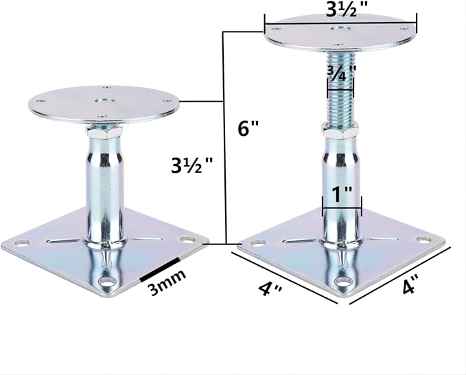 2 Pack Adjustable Floor Jack, 3.5 to 6 Inch, Mini Screw Jack, RV Step Stabilizer - Image 2