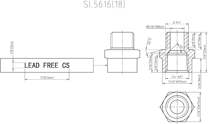 Cascada Lead-Free Brass Adapter, G Thread British BSPP Male to NPT Female |) - Image 8
