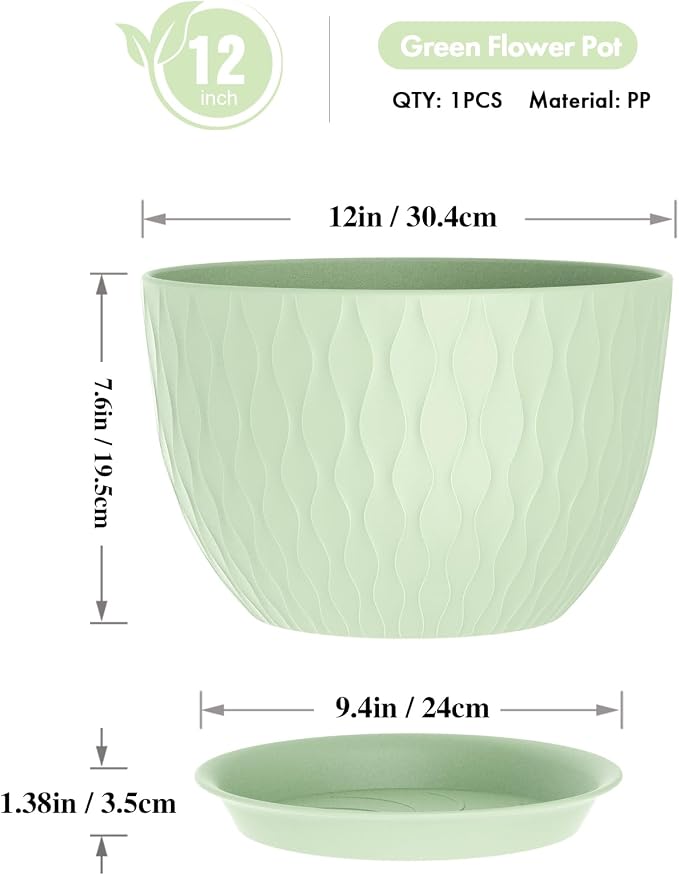 WSMKSZ 12 Inch Large Plant Pots - Image 2