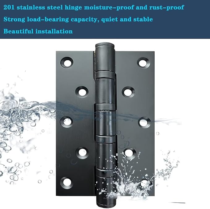 Matte Black 5 inch Stainless Steel Door Hinges, Heavy Duty Interior/Exterior - Image 3