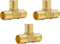 3-Pack 1 Inch PEX Tee, Brass PEX T Fittings 1" | PEX Crimp Pipe Fittings 1" by SUNGATOR