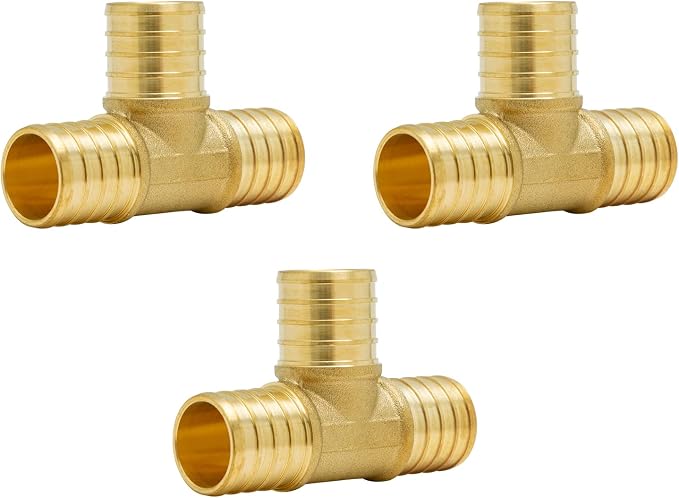 3-Pack 1 Inch PEX Tee, Brass PEX T Fittings 1" | PEX Crimp Pipe Fittings 1" by SUNGATOR