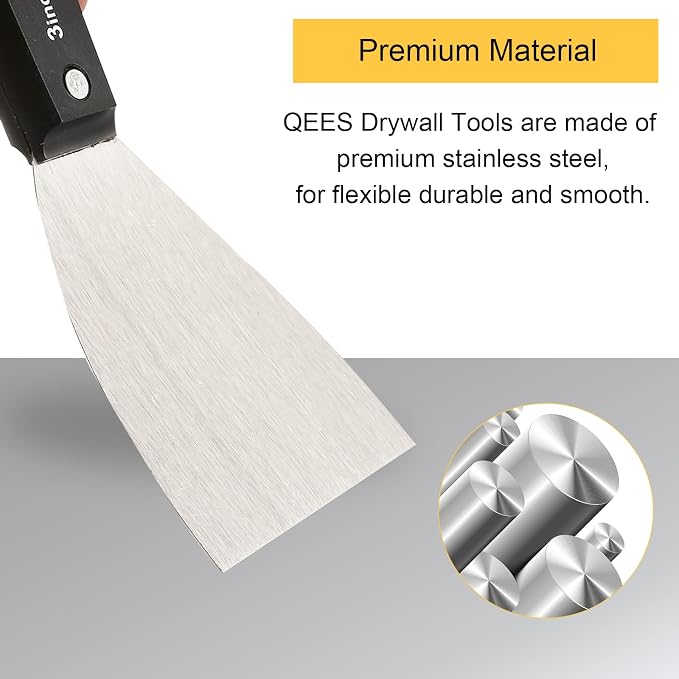7 PCS Drywall Tools, Putty Knife Scraper Tool, Stainless Steel Paint Scraper - Image 6