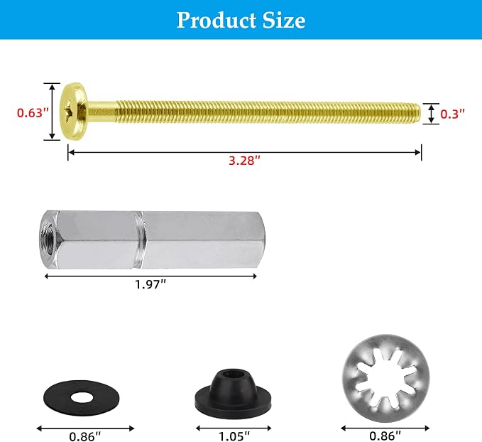 Hibbent 2 PCS Universal Toilet Seat Bolts Kit, Brass Bolts - Image 5