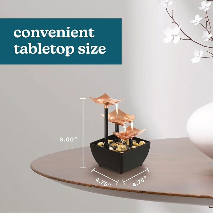 Homedics Tabletop Water Fountain, 3 Tier Indoor Waterfall Fountain | - Image 7