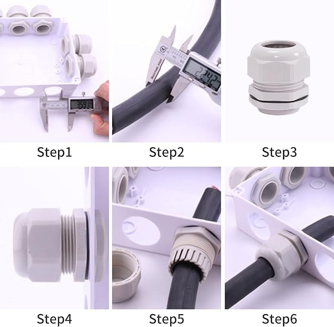 Cable Gland Waterproof, LISTENJIALE 50 pcs Adjustable 3-16mm Waterproof Cable - Image 5