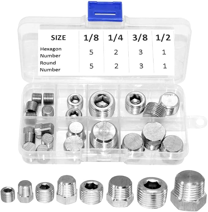 Joywayus Stainless Steel Pipe Plug Inter&Outer Hex Thread Pipe Fitting by Joywayus