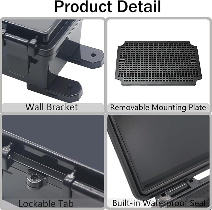 Junction Box, Hinged Black Clear Cover IP67 Waterproof ABS Project Box - Image 4