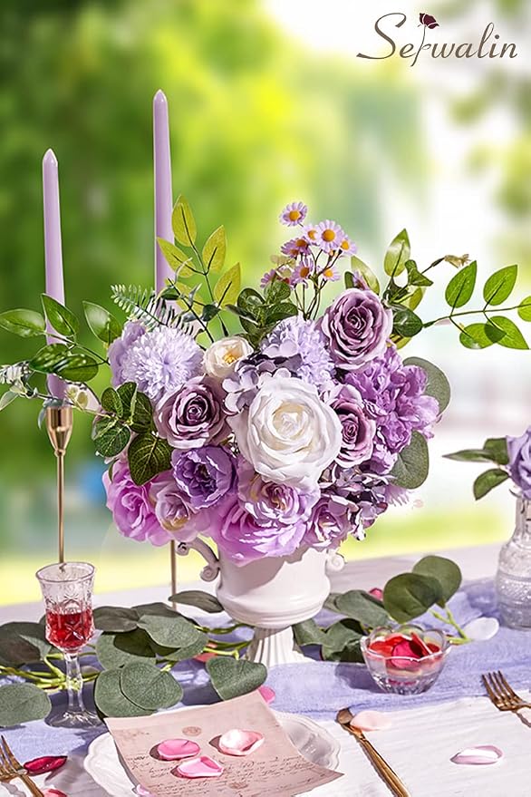 Serwalin Artificial Purple Flowers Silk Flowers - Image 4