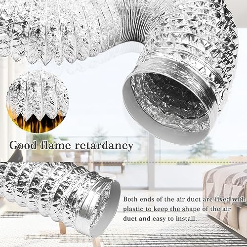 Dryer Vent Hose Air Ducting: 4 Inch 8FT Flexible Aluminum PVC Insulated Duct - Image 4