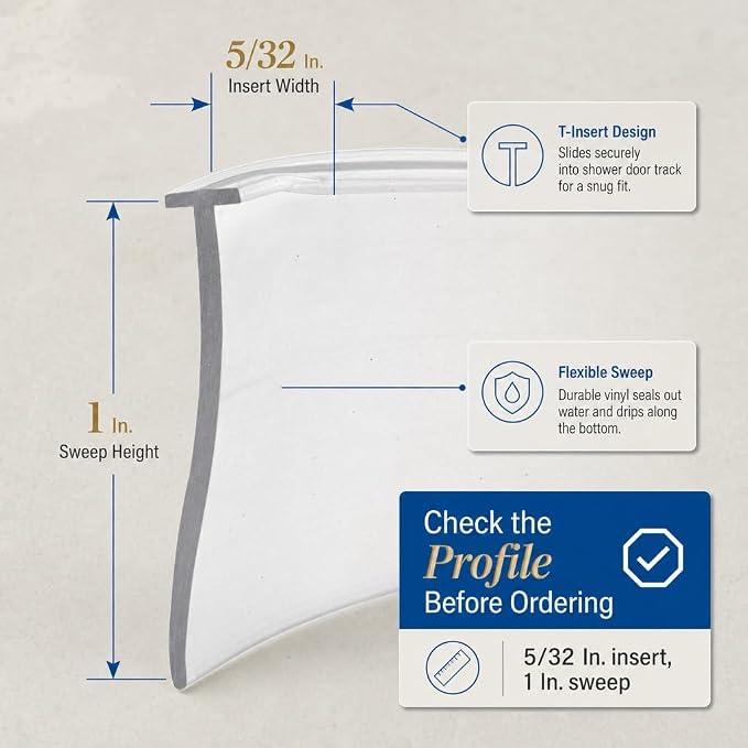 Prime-Line M 6211 Shower Door Bottom Sweep, 36 In. x 1 In. Strip, Vinyl - Image 4