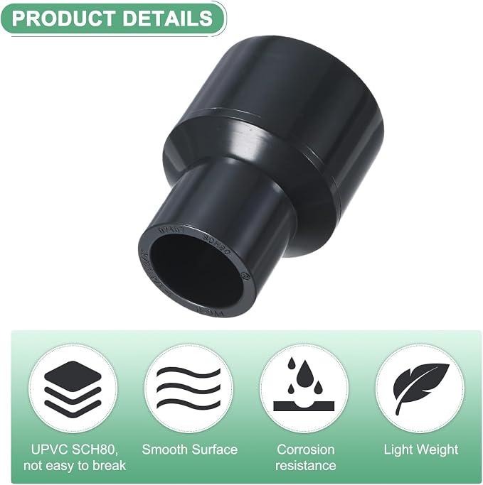 M METERXITY 2-Pack UPVC Reducer Pipe Fitting 1-1/4"x3/4" Reducing Grey | - Image 2