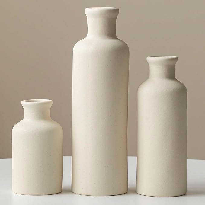 Modern Ceramic Vase Set of 3, Decorative Bottles - Image 2