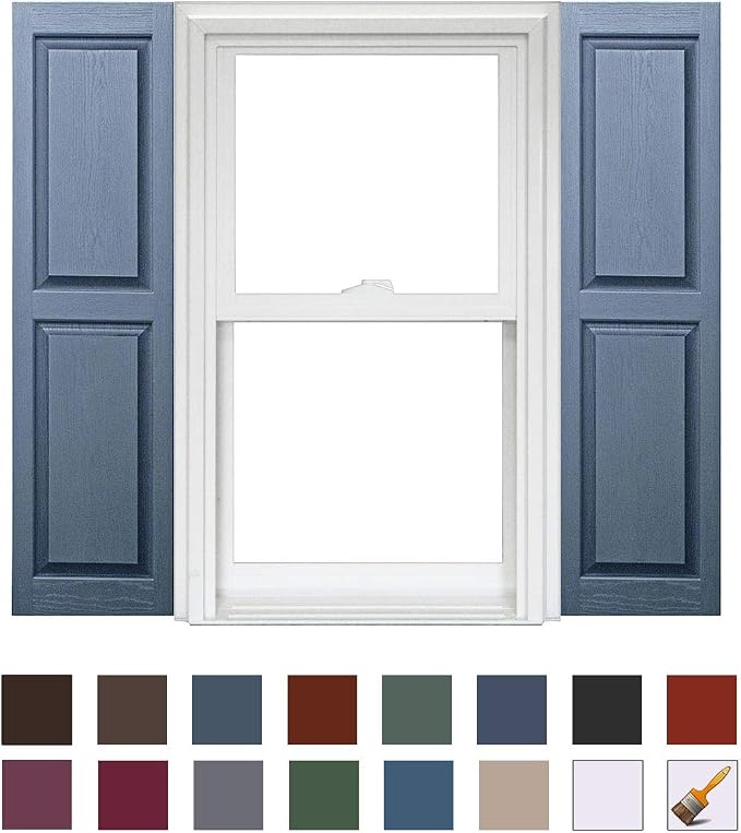 Homeside Raised Panel Vinyl Shutter 1 Pair 14-1/2in. x 35in. 033 Blue - Image 2