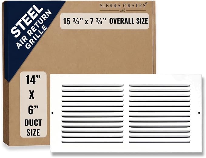 14x06 Air Return Vent Cover, Solid Steel White, 8 Pack - Image 2