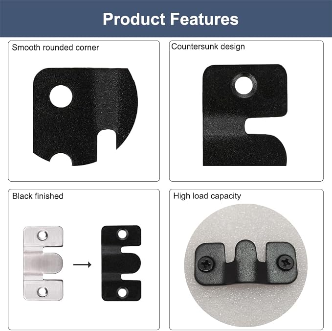 20Pcs Black Flush Mount Bracket 1.73" x 0.75" Stainless Steel Interlock Photo - Image 3
