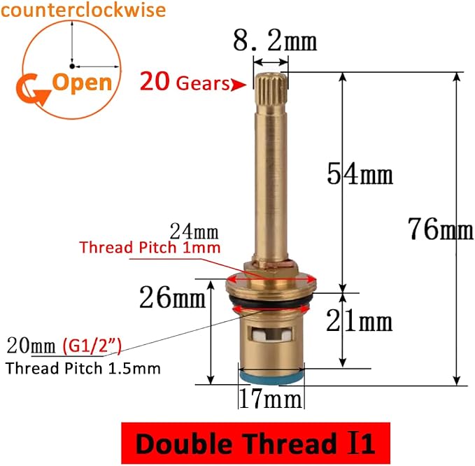 Faucet Ceramic Cartridge Valve, G1/2" Brass Tap Ceramic Disc Cartridges - Image 2