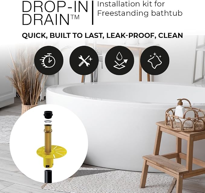 Installation Kit for Freestanding Tubs | Black ABS & Brass Pipes | Fits 1-1/2” - Image 5