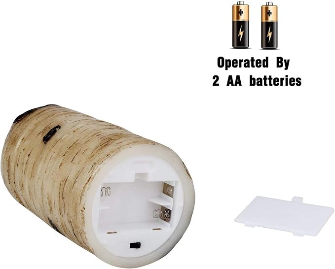 AKU TONPA Birch Bark Effect Flameless Candles Battery Operated Pillar Real Wax - Image 5