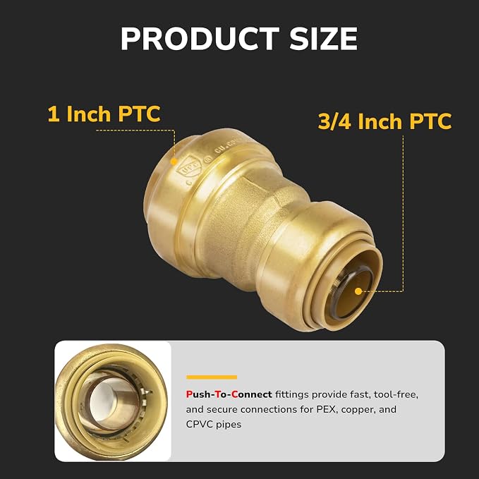 Push-Fit Reducing Coupling, PEX Pipes, Straight Coupling - Image 2
