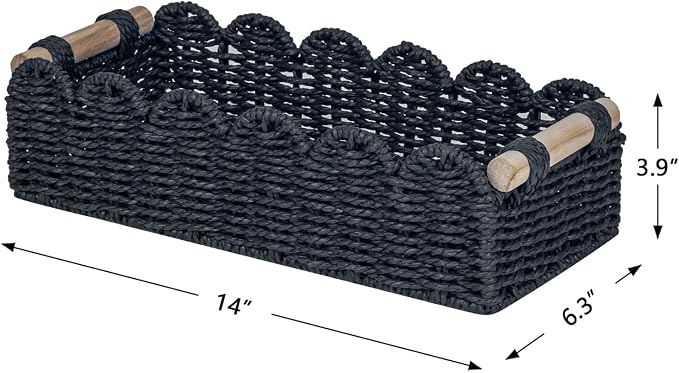 CubesLand Scalloped Toilet Paper Storage Basket W/Handle - Image 3