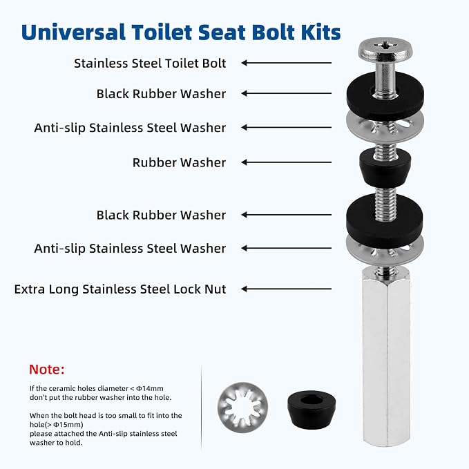 4 PCS Universal All-Metal Toilet Seat Bolts, 3 Inch Heavy-Duty Toilet Screw - Image 5