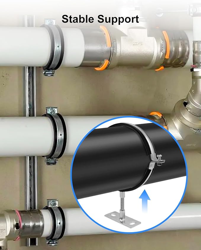 2 Pcs 3 Inch Pipe Bracket, Adjustable Split Ring Hanger Vent Wall Strap Kit | - Image 5