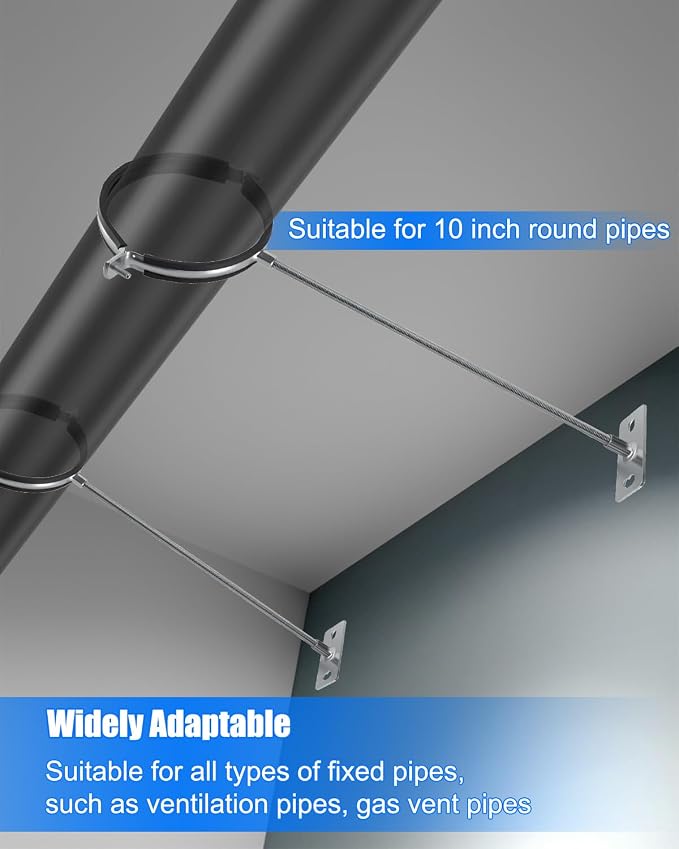 10 Inch Adjustable Pipe Bracket, B Vent Wall Round Gas Vent Pipe Strap | Heavy - Image 2