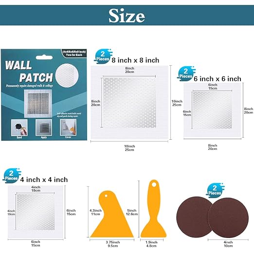 4" 6" 8" Drywall Patch Kit, Sheetrock Repair Kit | Plasterboard Patch, Safe - Image 2