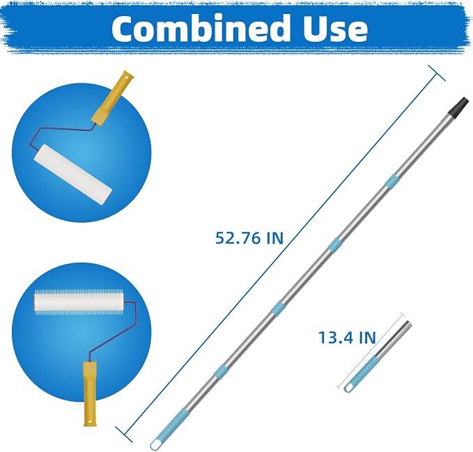 VKE 9in Self Leveling Spiked Roller, 53in Adjustable Telescopic Pole | Paint - Image 7