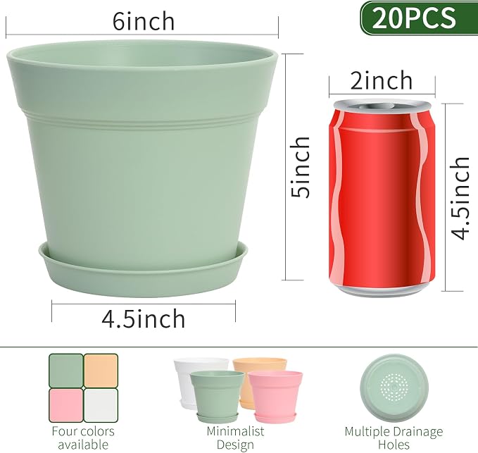 20 Pack 6 inch Plant pots, planters - Image 2