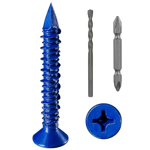 WenSilon 3/16" x1-3/4 Concrete Screw Anchor Blue Flat Head by Wensilon