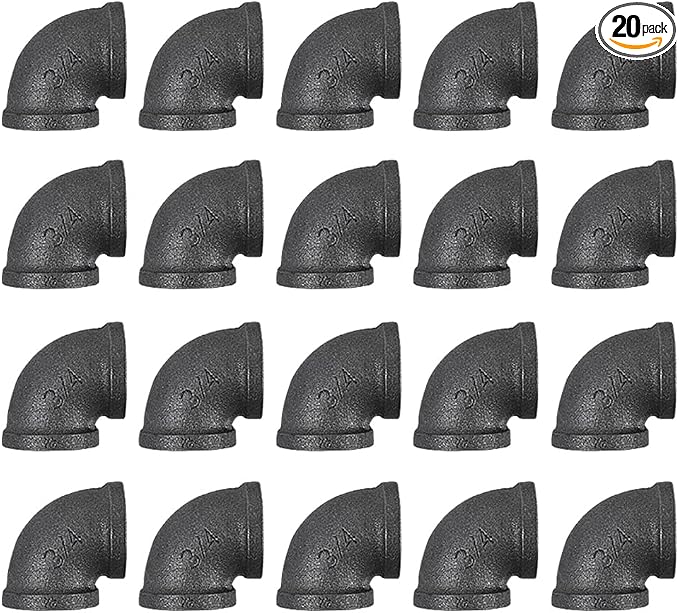 3/4 in Malleable Iron Pipe Elbows, 20 Pack Threaded Fittings | Durable by NIUBIDINDUSTRIALFURNITUR