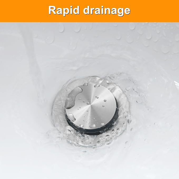 Pop-Up Sink Drain Stopper with Lift Rod and Overflow, Brushed Nickel - Image 5