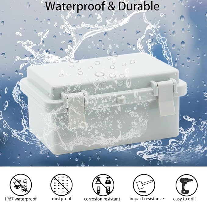 Junction Box, Hinged Cover IP67 Waterproof ABS Project Box - Image 2