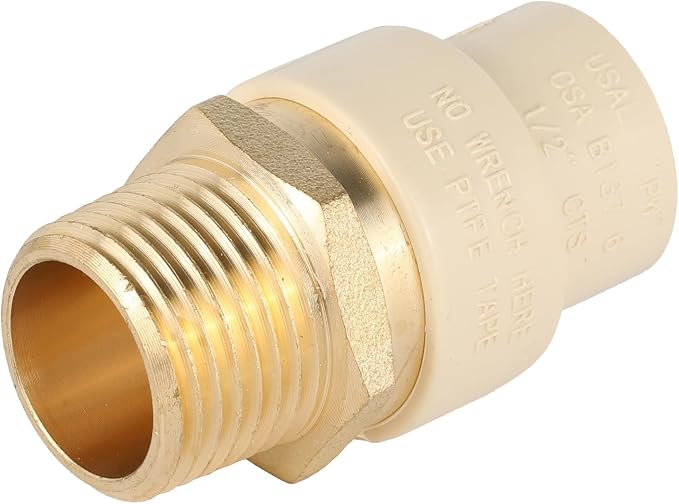 EFIELD 1/2"CPVC X 1/2"Male Thread NPT Transition Coupling, Brass Adapter Pipe - Image 5