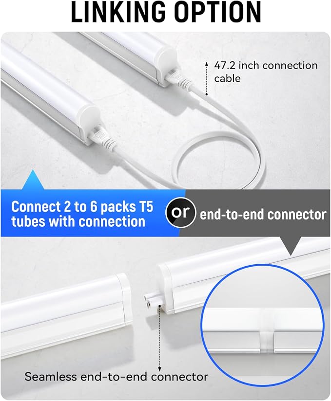 4FT T5 LED Shop Light, 2300LM Linkable LED Integrated Fixture, Garage Ceiling - Image 3