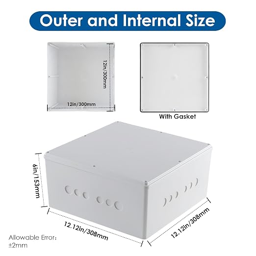 12" x 12" x 6" PVC Plastic Junction Box - Image 3